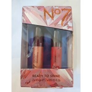 No7 Ready To Shine High Shine Lip Gloss Set Pink Latte & Hydrangea